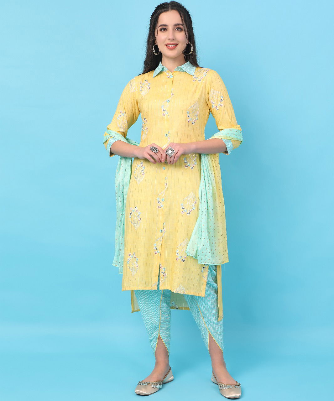 Nyka 2 Stylish Designer Fancy Wear Kurti Dhoti With Dupatta Readymade Collection